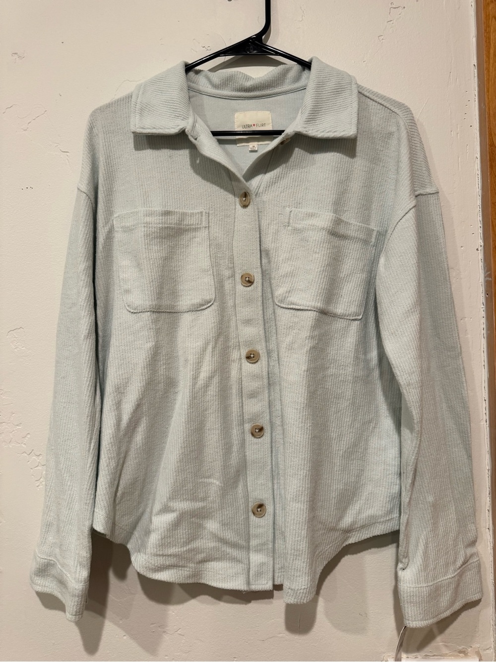 Ultra Flirt Light Mint Button-Front Shirt Jacket